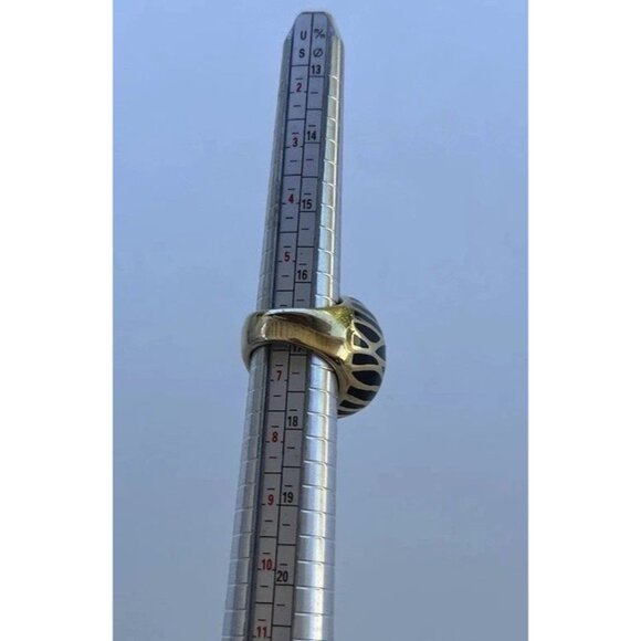 Vintage Enamel Zebra Round Ring Gold Black Women’s Size 6.5” Statement Ring - Picture 9 of 11